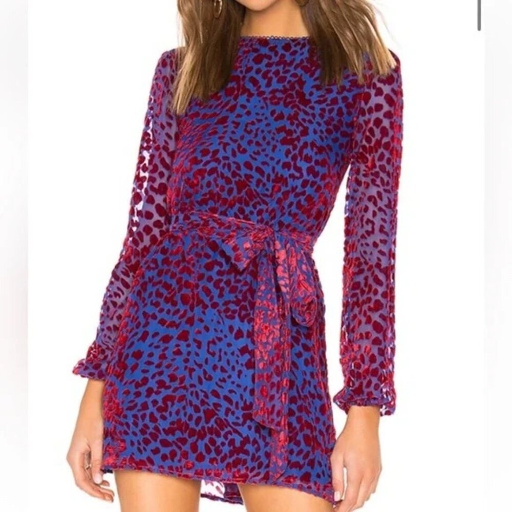 HOUSE OF HARLOW 1960 x REVOLVE Shawna Long Sleeve Dress in Cobalt Size L NWT